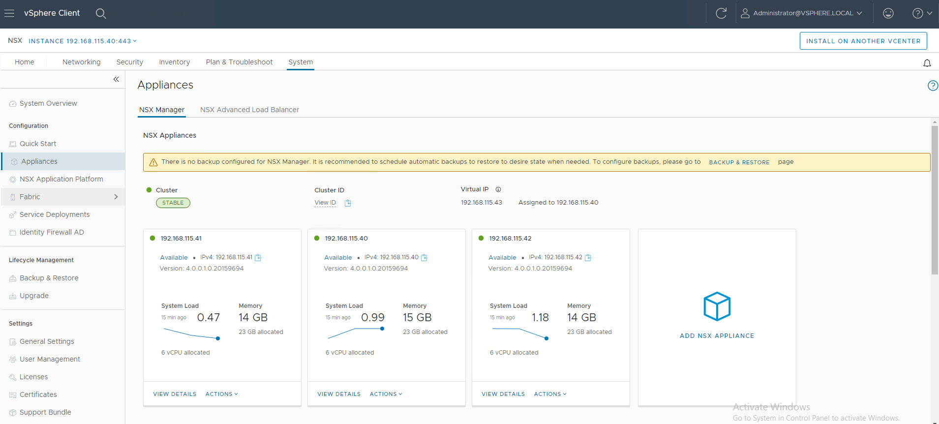 Using vCenter Plugin for NSX and the special embedded NSX appliance